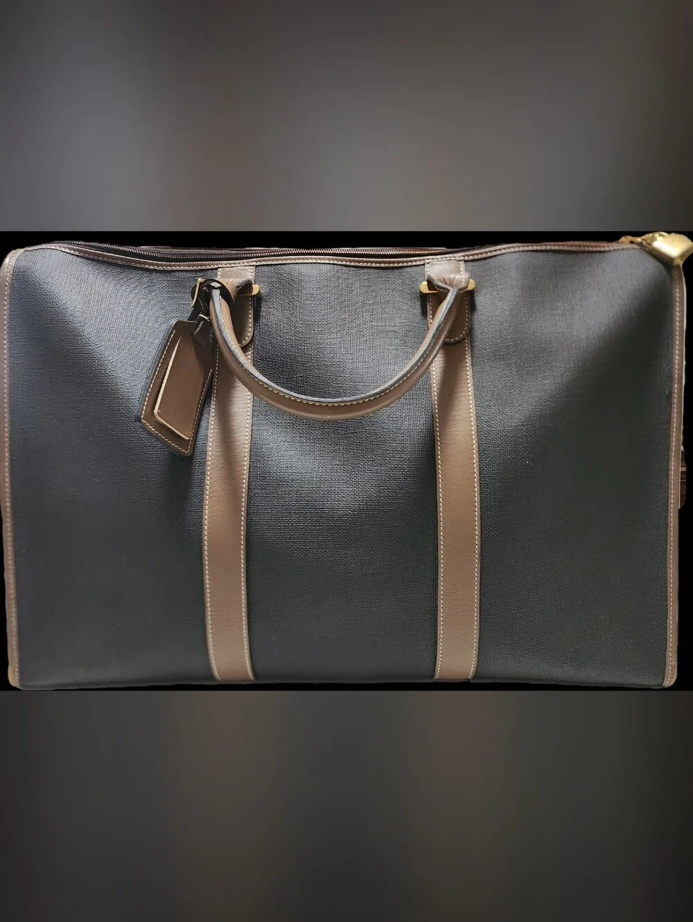 Authentic Vintage Dunhill Boston Duffle Bag EUC - Gray/Tan Coated Canvas